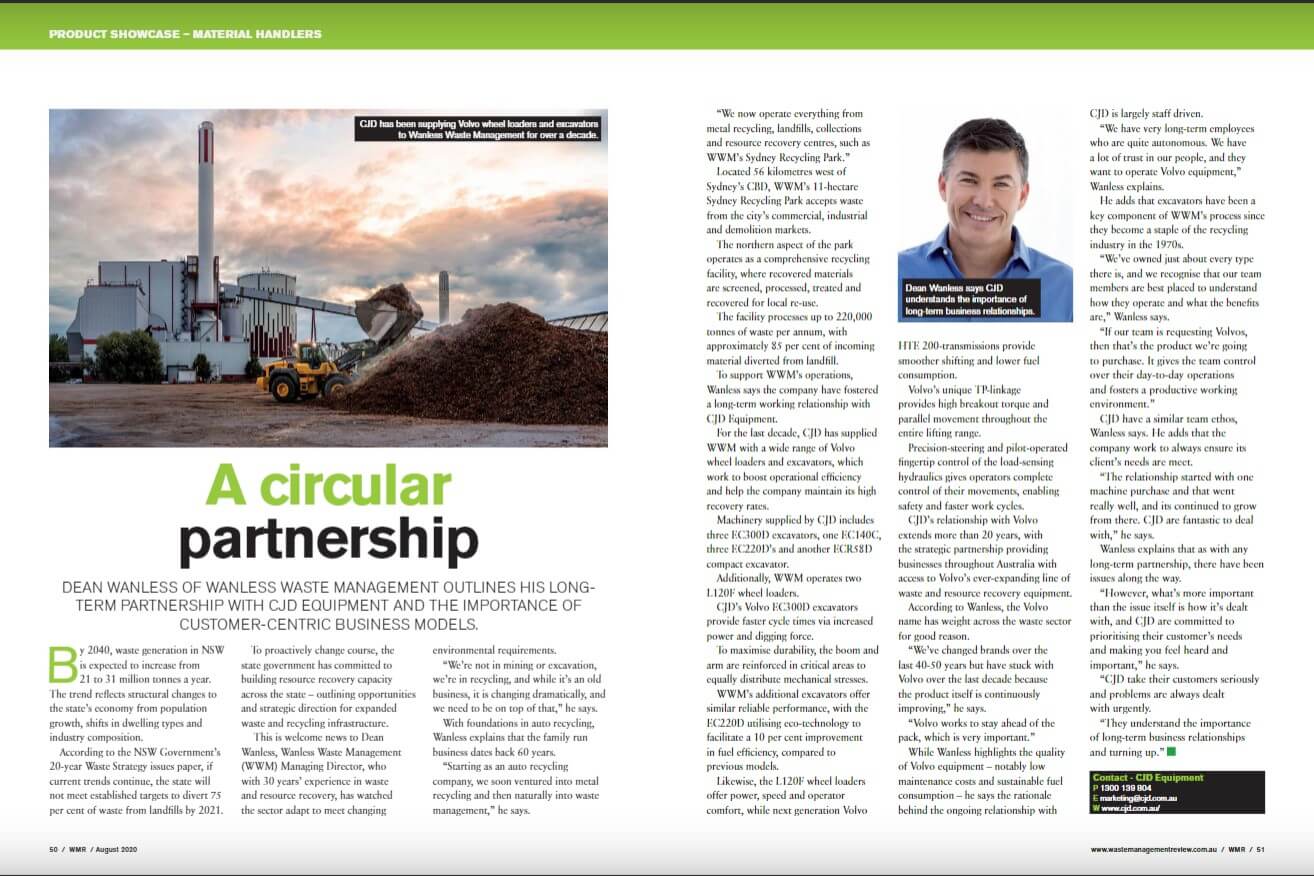 Wanless and cjd equipment featured in waste management review magazine