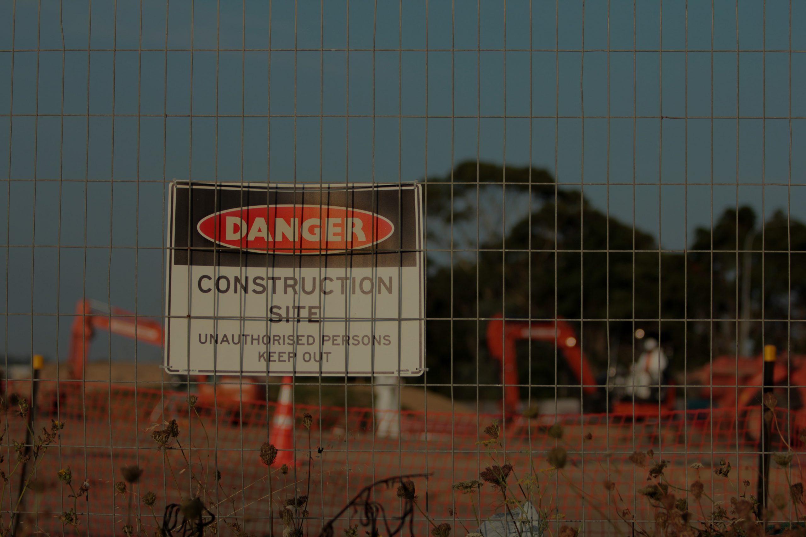 Danger sign in a construction site